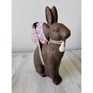 Vintage ceramic faux chocolate bunny fake egg rabbit Easter decor unique